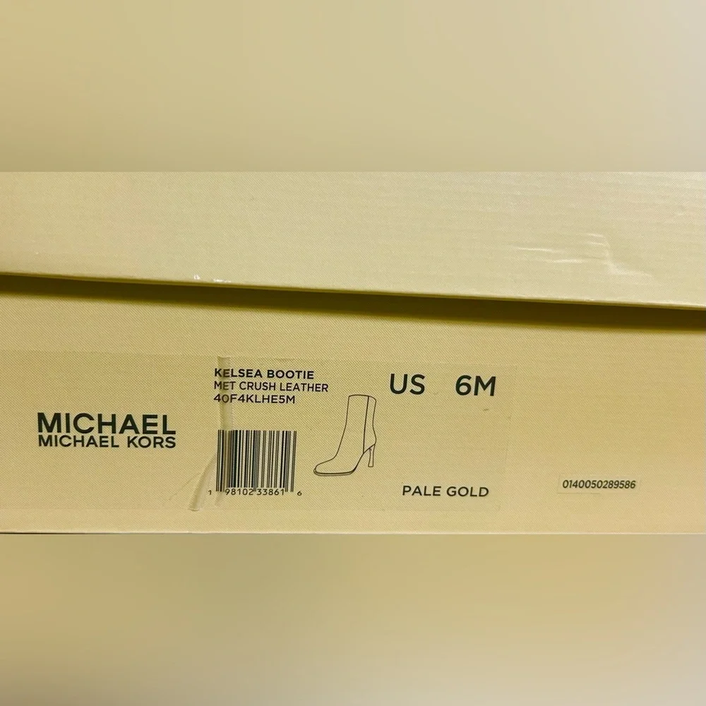 MICHAEL Michael Kors Kelsea Bootie Pale Gold Leather Heeled Ankle Boots 6M NWB - Picture 11 of 12